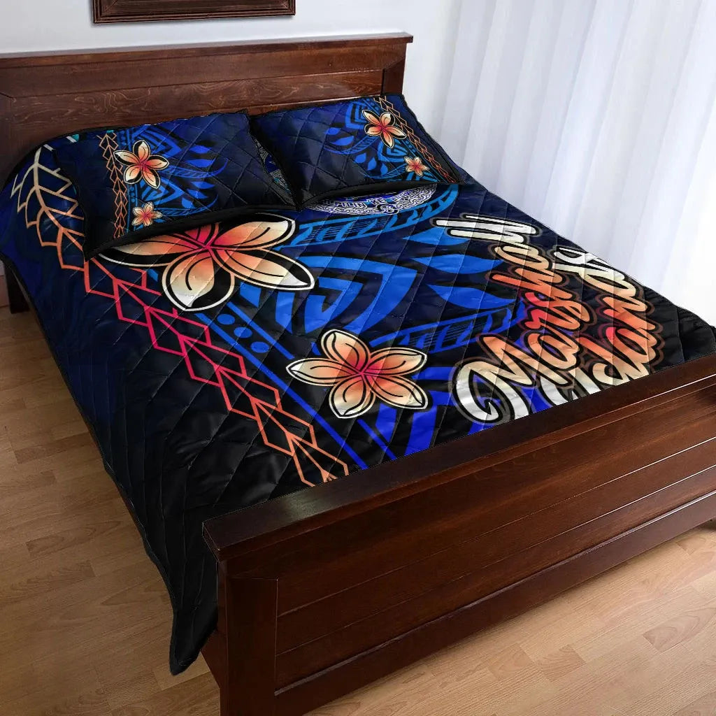 Marshall Islands Quilt Bed Set - Vintage Tribal Mountain Crest