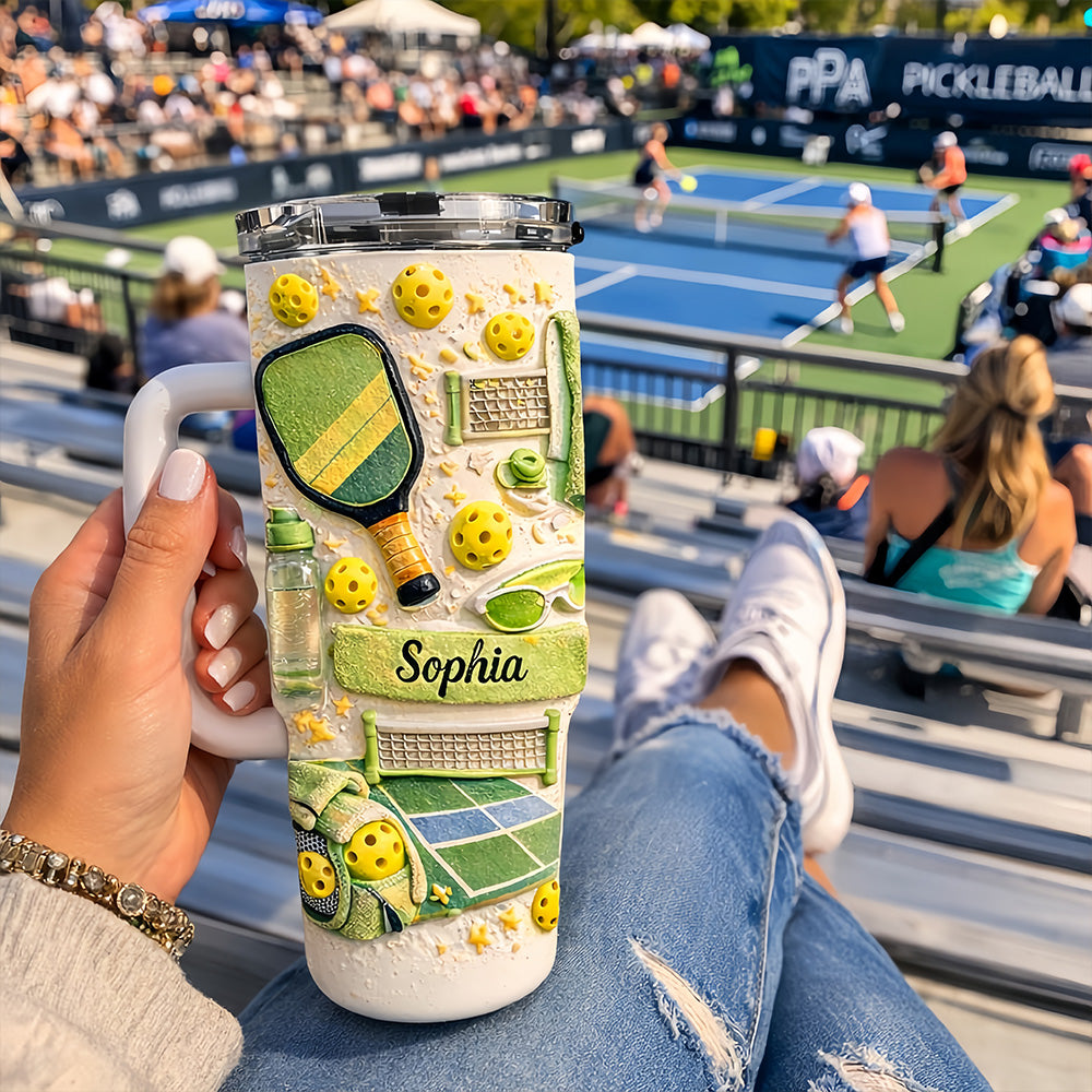 Match Point Mint - Personalized 40oz Pickleball Tumbler With Straw - Gifts for Pickleball Players-Myprintsy