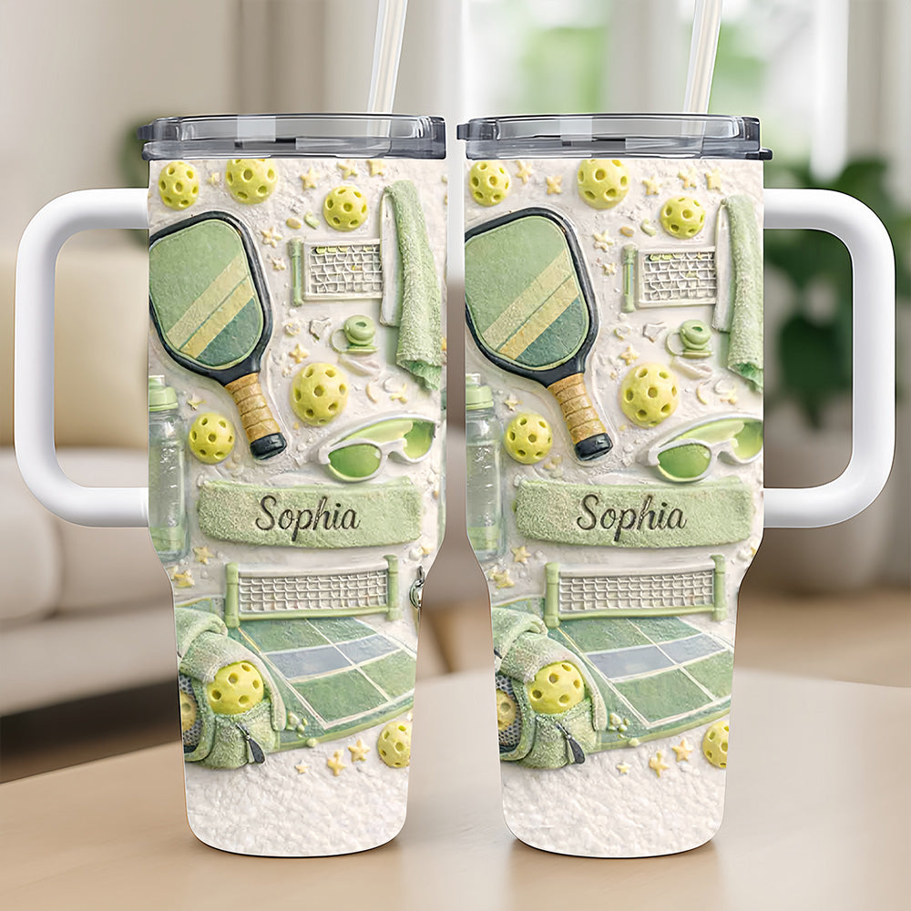 Match Point Mint - Personalized 40oz Pickleball Tumbler With Straw - Gifts for Pickleball Players-Myprintsy