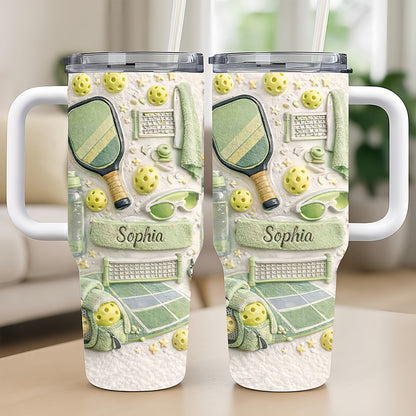 Match Point Mint - Personalized 40oz Pickleball Tumbler With Straw - Gifts for Pickleball Players-Myprintsy