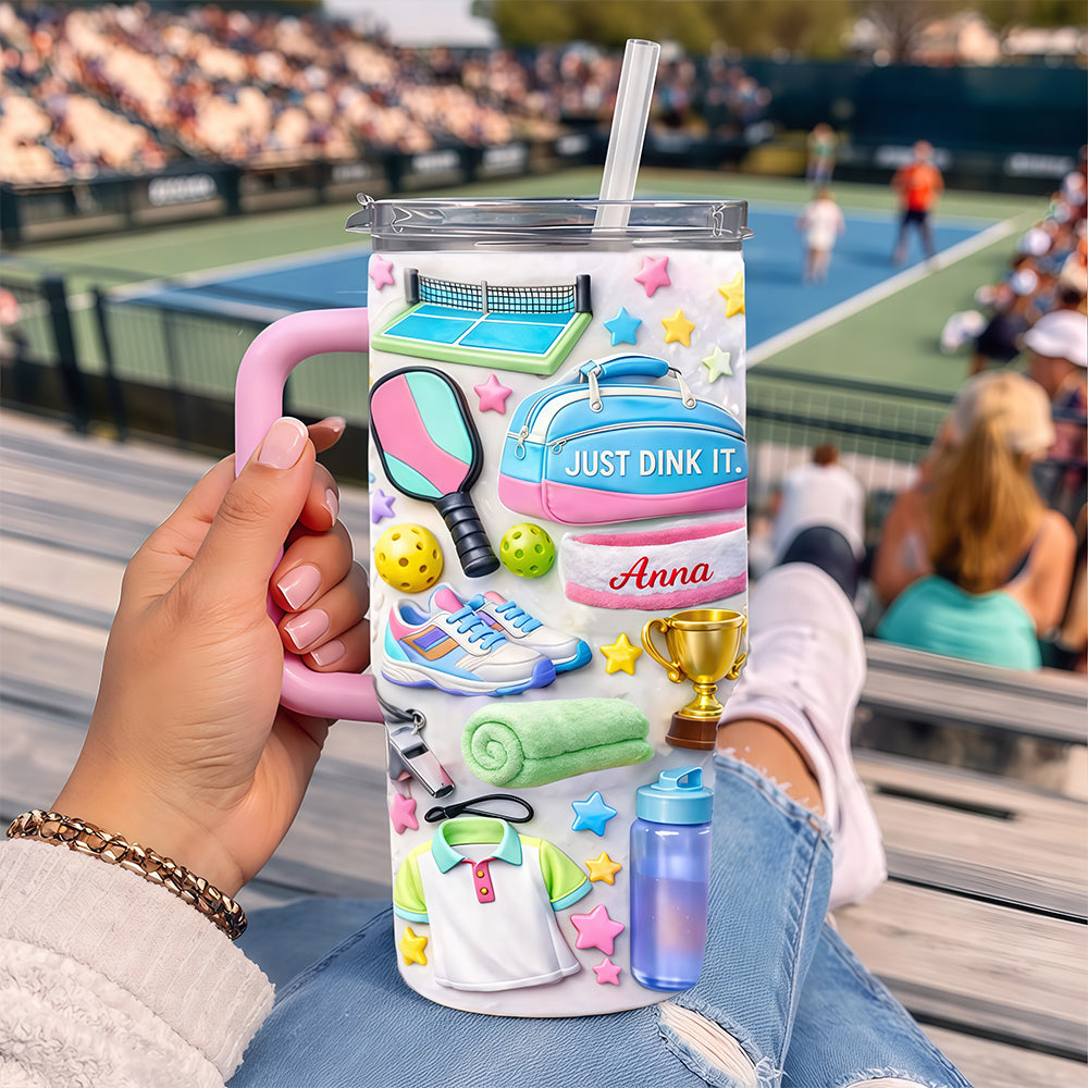 Match Point Mint - Personalized 40oz Pickleball Tumbler With Straw - Gifts for Pickleball Players-Myprintsy