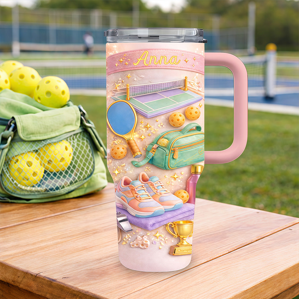 Match Point Mint - Personalized 40oz Pickleball Tumbler With Straw - Gifts for Pickleball Players-Myprintsy