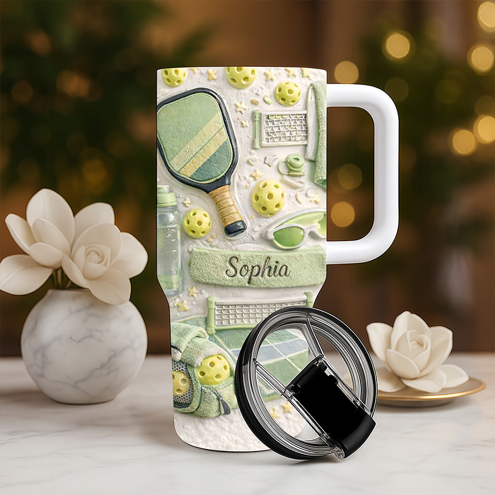 Match Point Mint - Personalized 40oz Pickleball Tumbler With Straw - Gifts for Pickleball Players-Myprintsy