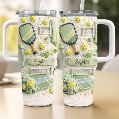 Match Point Mint - Personalized 40oz Pickleball Tumbler With Straw - Gifts for Pickleball Players-Myprintsy