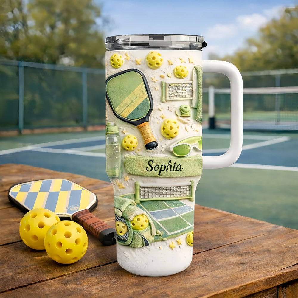 Match Point Mint - Personalized 40oz Pickleball Tumbler With Straw - Gifts for Pickleball Players-Myprintsy