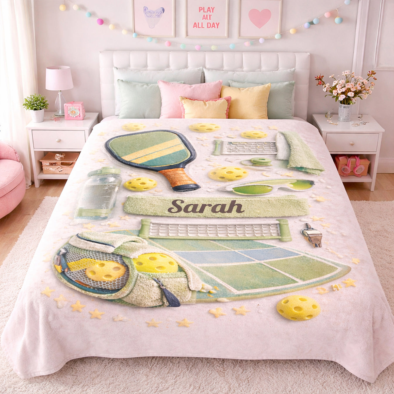 Matching Point Mint - Personalized Pickleball Blanket - Gifts for Pickleball Players-Myprintsy
