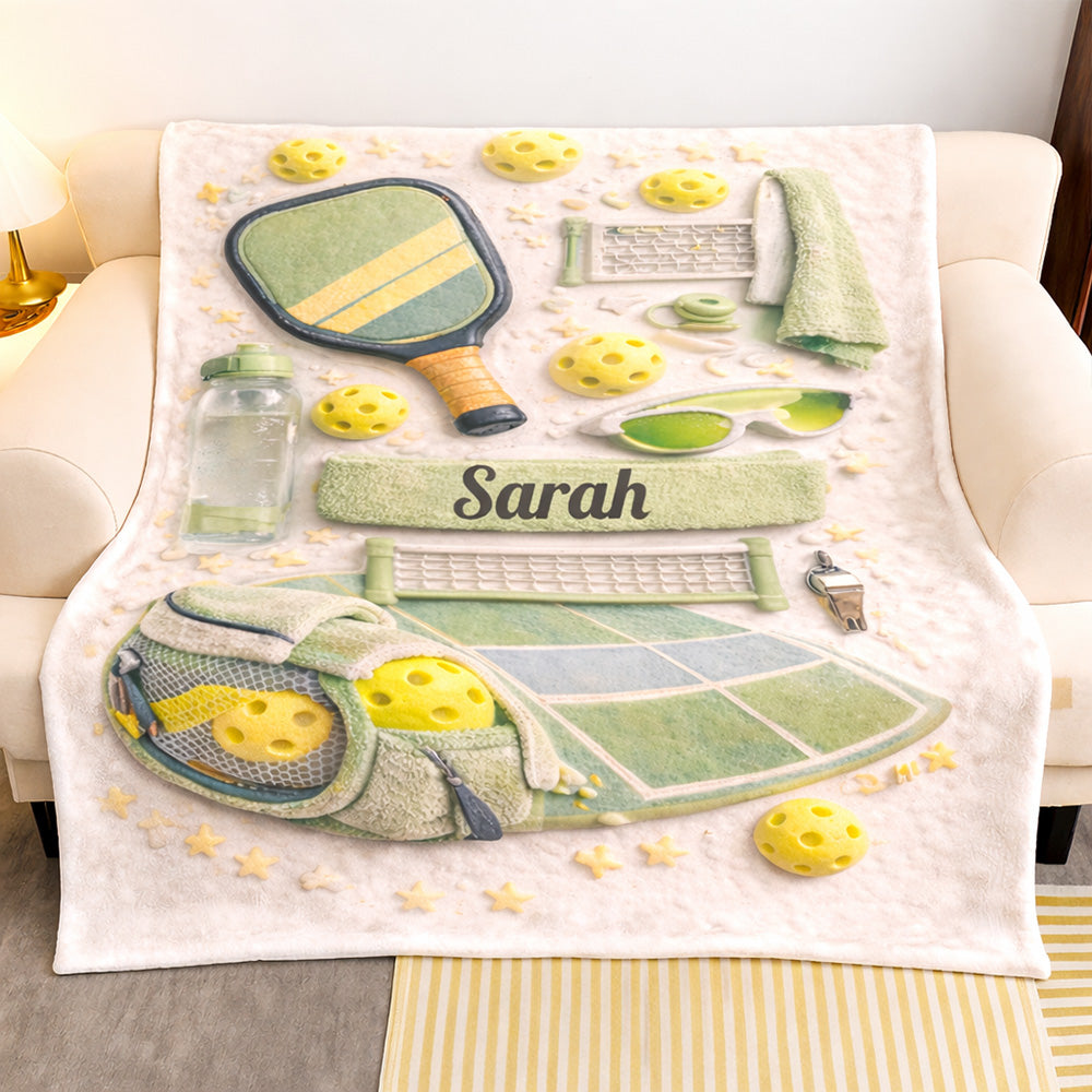 Matching Point Mint - Personalized Pickleball Blanket - Gifts for Pickleball Players-Myprintsy