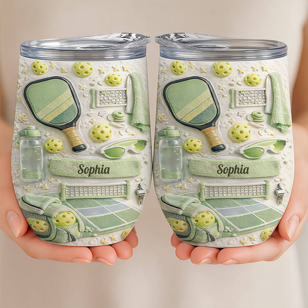 Matching Point Mint - Personalized Pickleball Wine Tumbler - Gifts For Pickleball Players-Myprintsy
