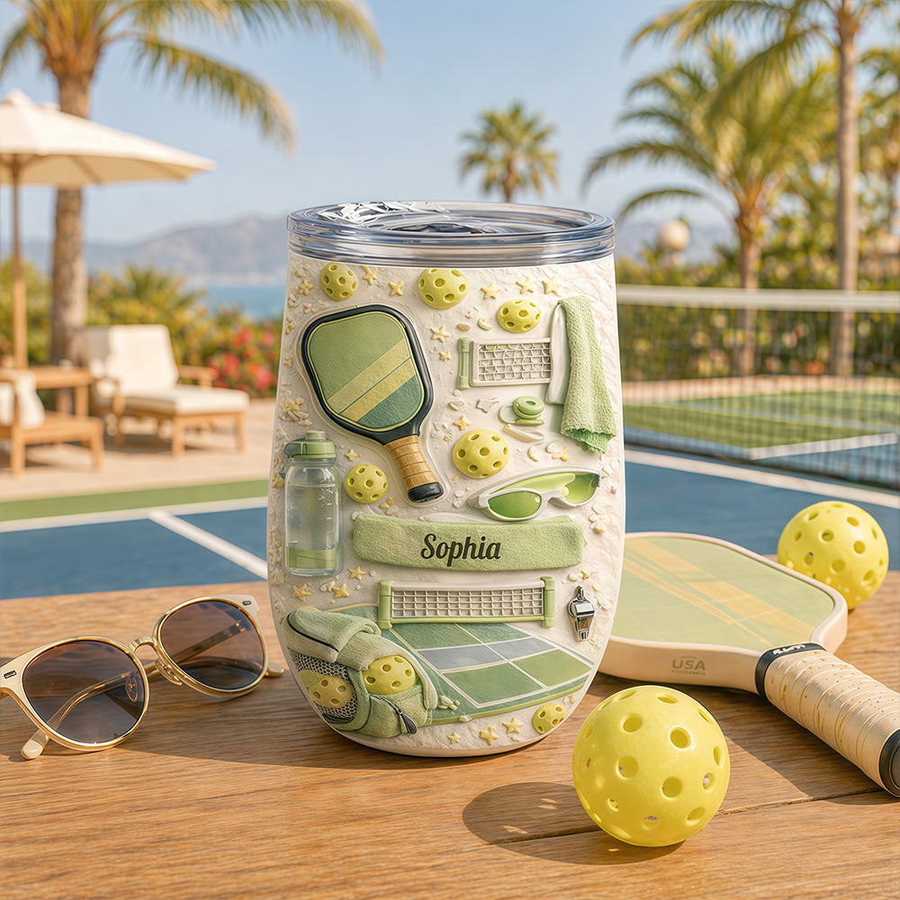 Matching Point Mint - Personalized Pickleball Wine Tumbler - Gifts For Pickleball Players-Myprintsy