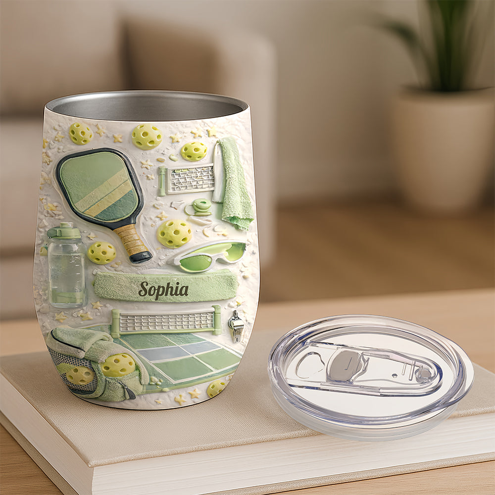 Matching Point Mint - Personalized Pickleball Wine Tumbler - Gifts For Pickleball Players-Myprintsy