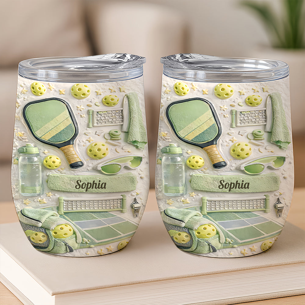 Matching Point Mint - Personalized Pickleball Wine Tumbler - Gifts For Pickleball Players-Myprintsy