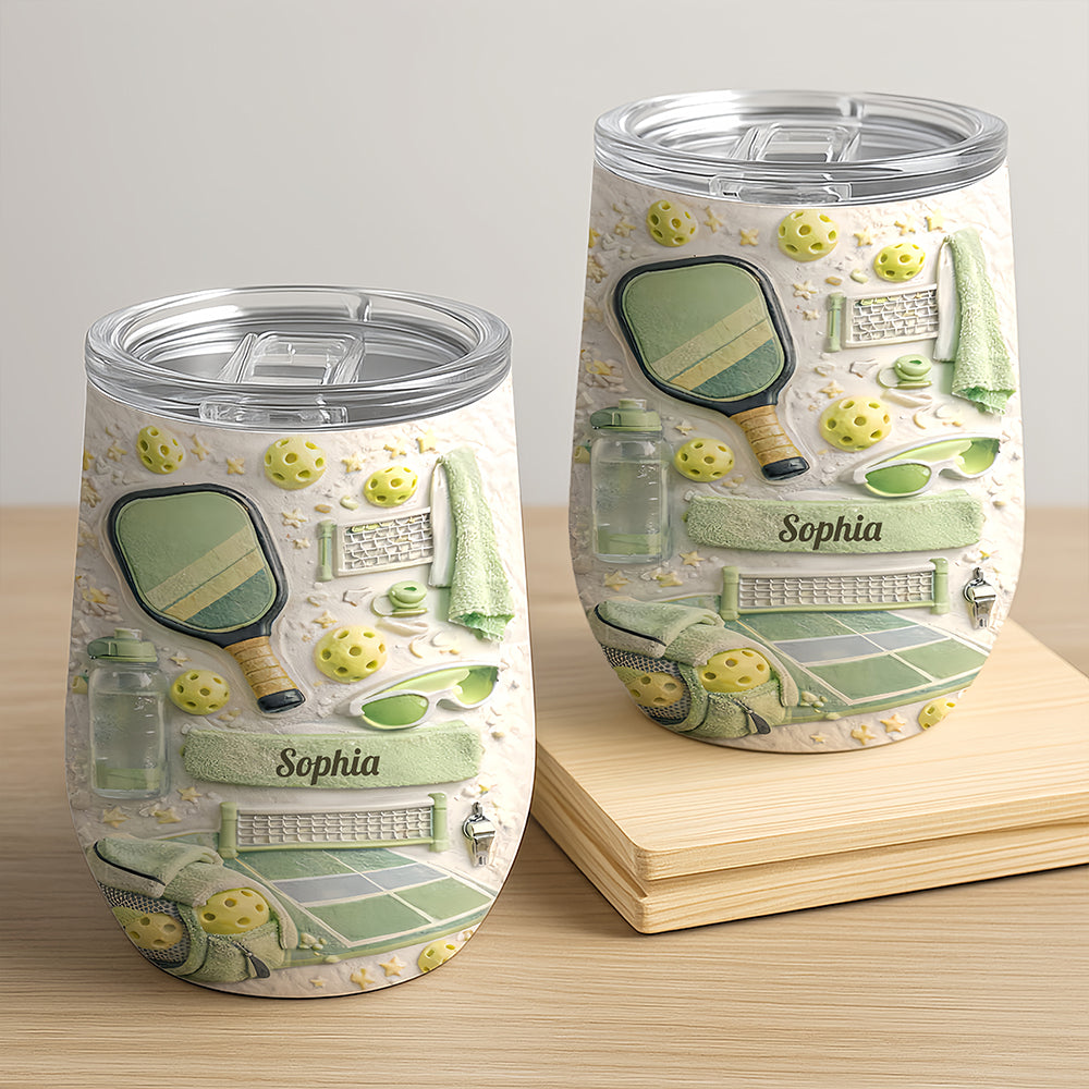 Matching Point Mint - Personalized Pickleball Wine Tumbler - Gifts For Pickleball Players-Myprintsy