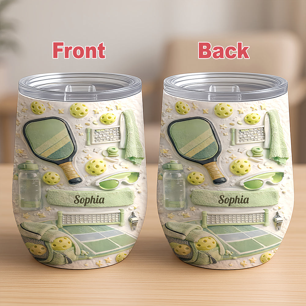 Matching Point Mint - Personalized Pickleball Wine Tumbler - Gifts For Pickleball Players-Myprintsy