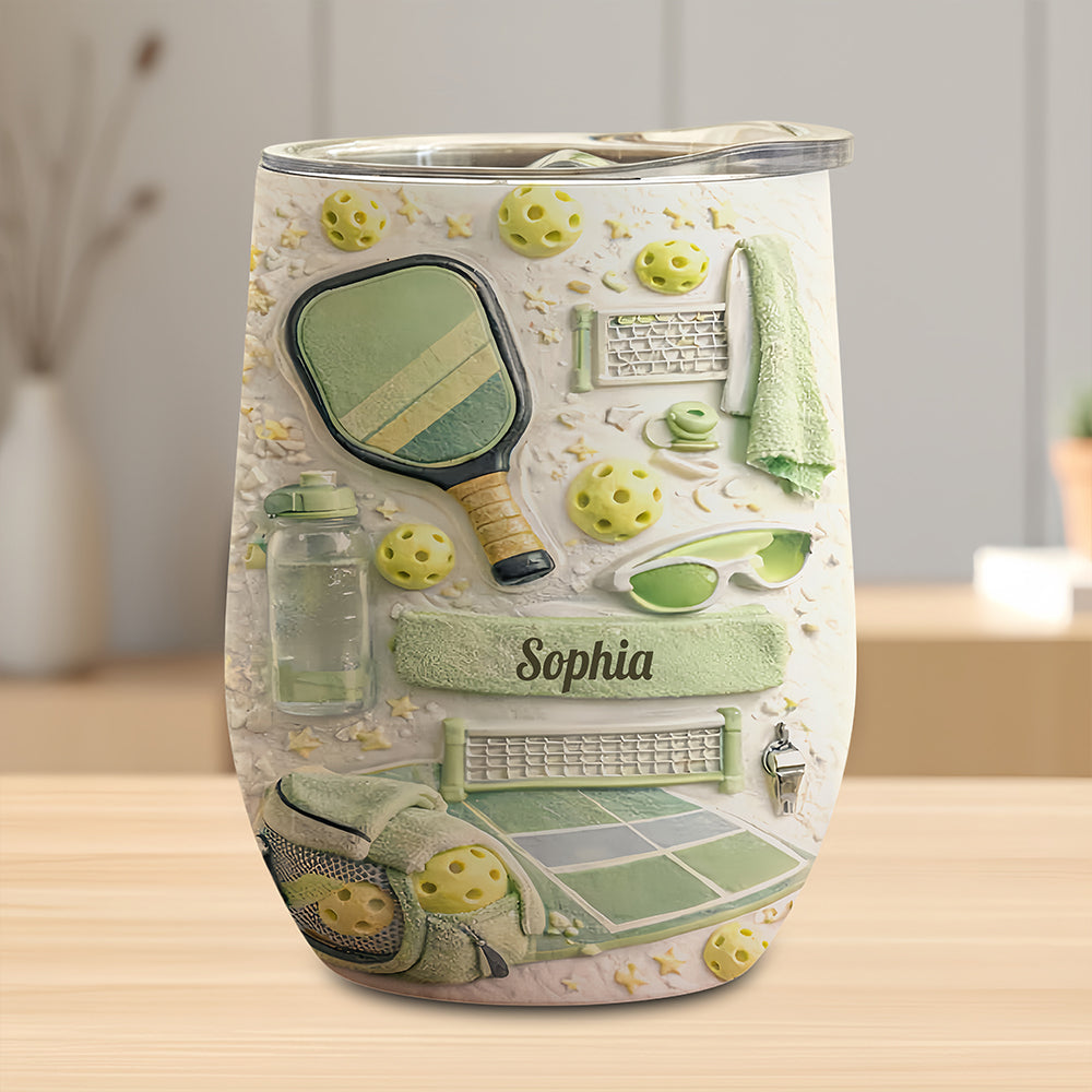 Matching Point Mint - Personalized Pickleball Wine Tumbler - Gifts For Pickleball Players-Myprintsy
