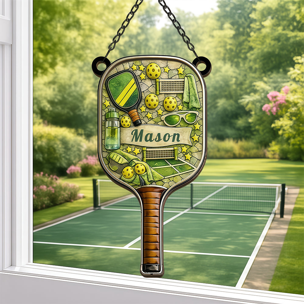 Matching Point Mint - Personalized Window Hanging Suncatcher Ornament - Gifts for Pickleball Players-Myprintsy