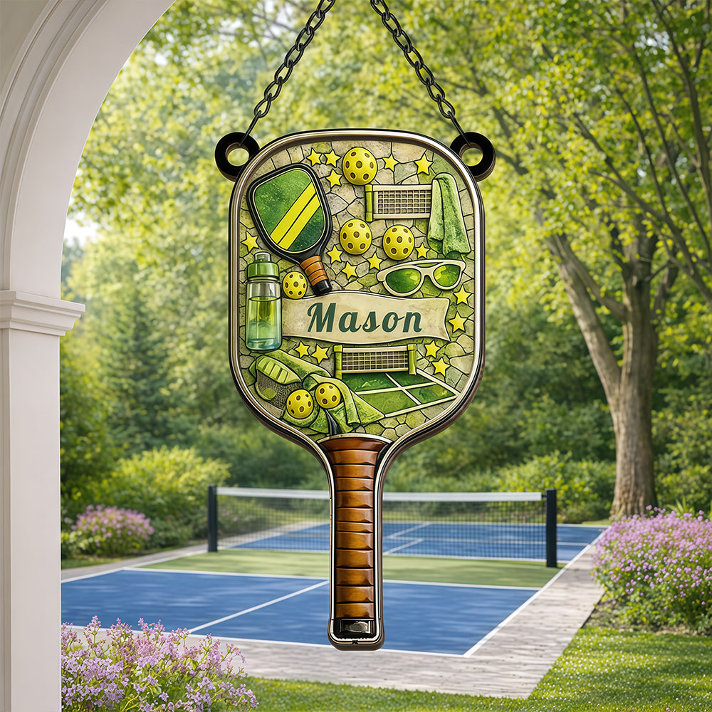 Matching Point Mint - Personalized Window Hanging Suncatcher Ornament - Gifts for Pickleball Players-Myprintsy