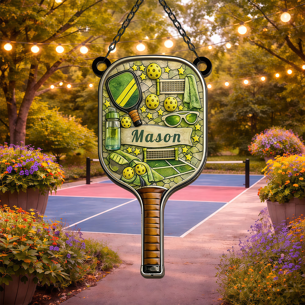 Matching Point Mint - Personalized Window Hanging Suncatcher Ornament - Gifts for Pickleball Players-Myprintsy