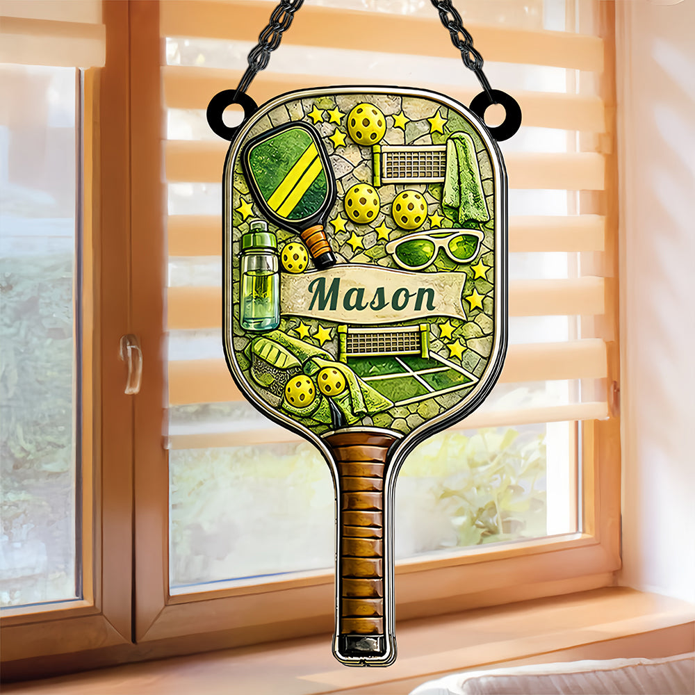 Matching Point Mint - Personalized Window Hanging Suncatcher Ornament - Gifts for Pickleball Players-Myprintsy