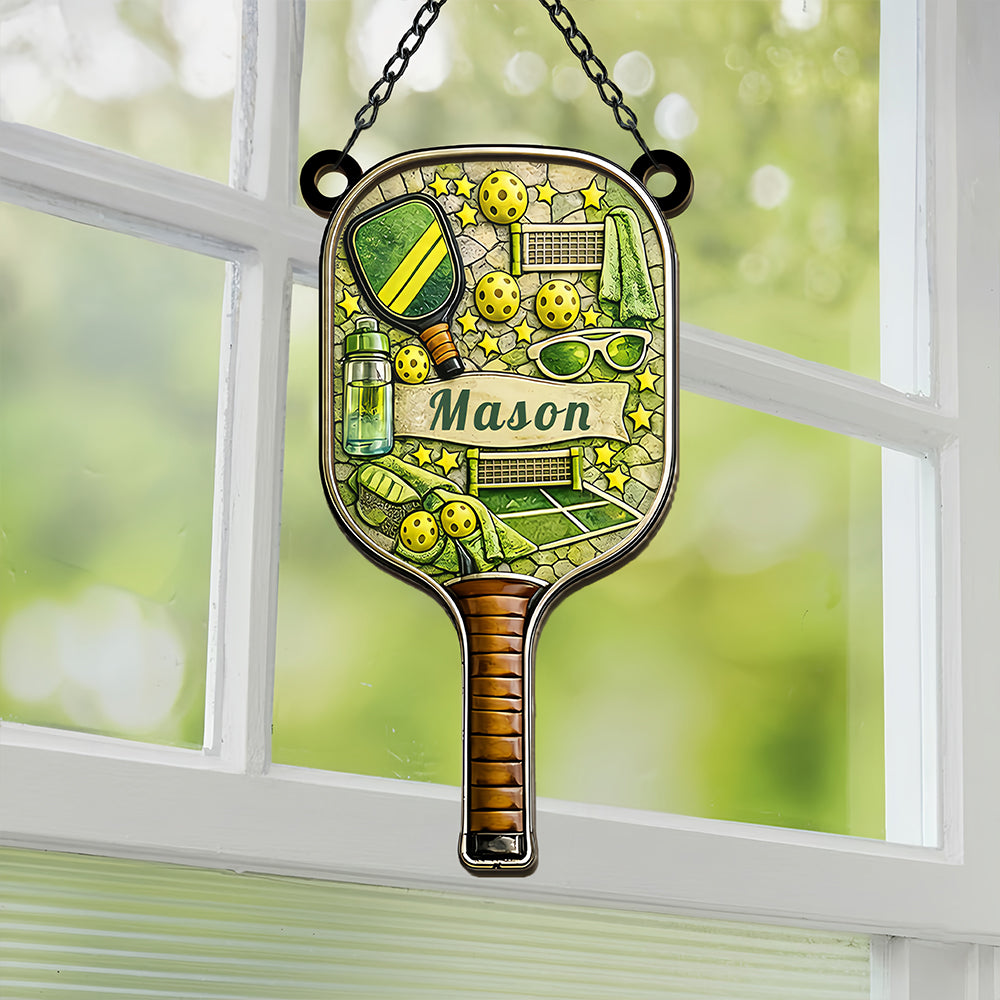 Matching Point Mint - Personalized Window Hanging Suncatcher Ornament - Gifts for Pickleball Players-Myprintsy
