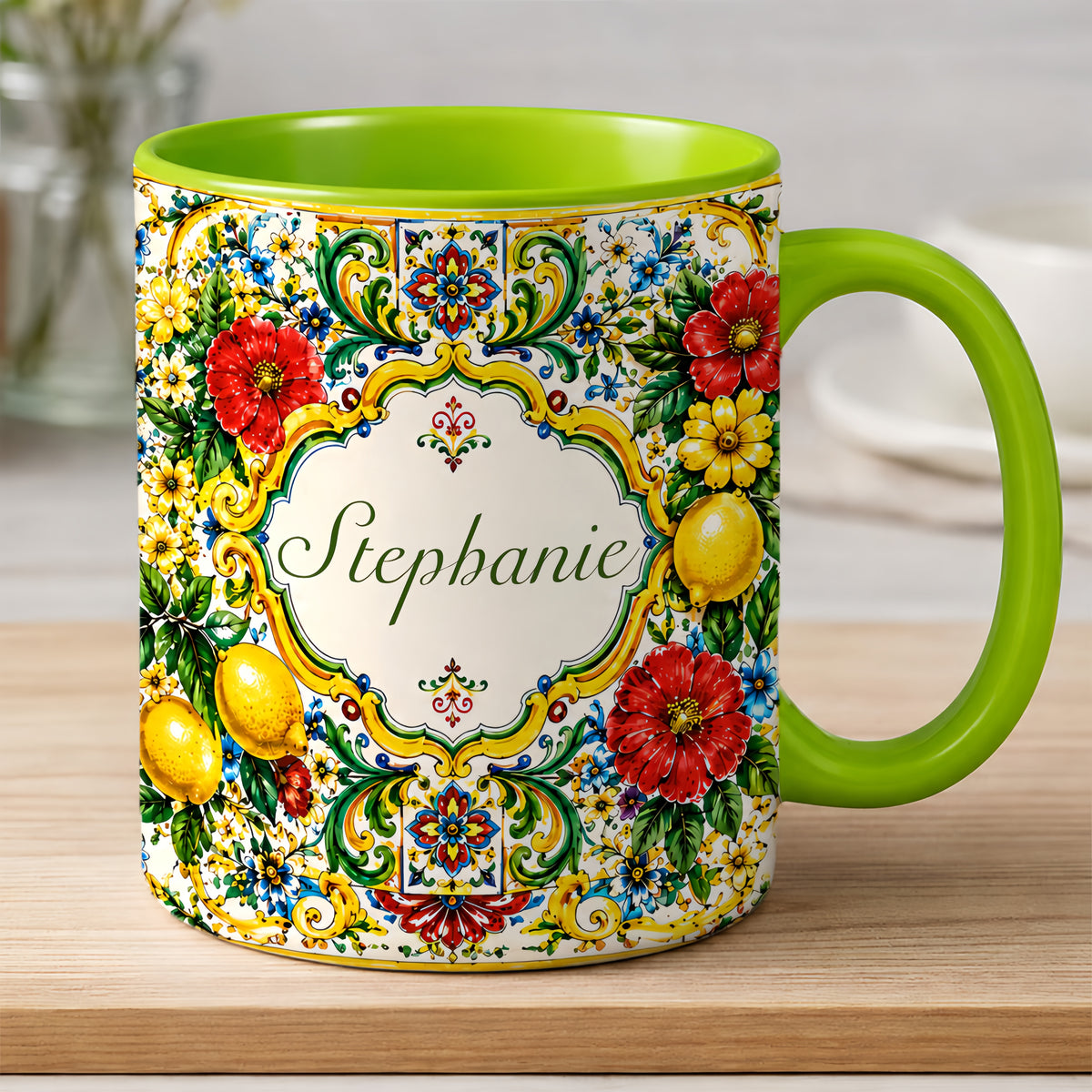 Mediterranean Style & Majolica Print La Dolce Vita - Personalized Accent Mug-Myprintsy