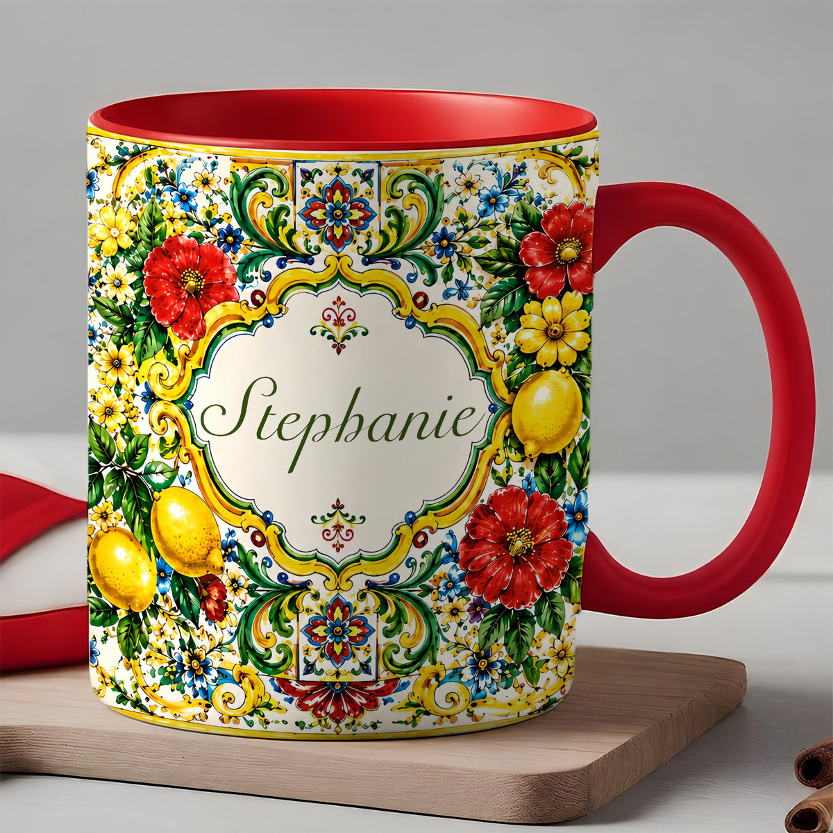 Mediterranean Style & Majolica Print La Dolce Vita - Personalized Accent Mug-Myprintsy