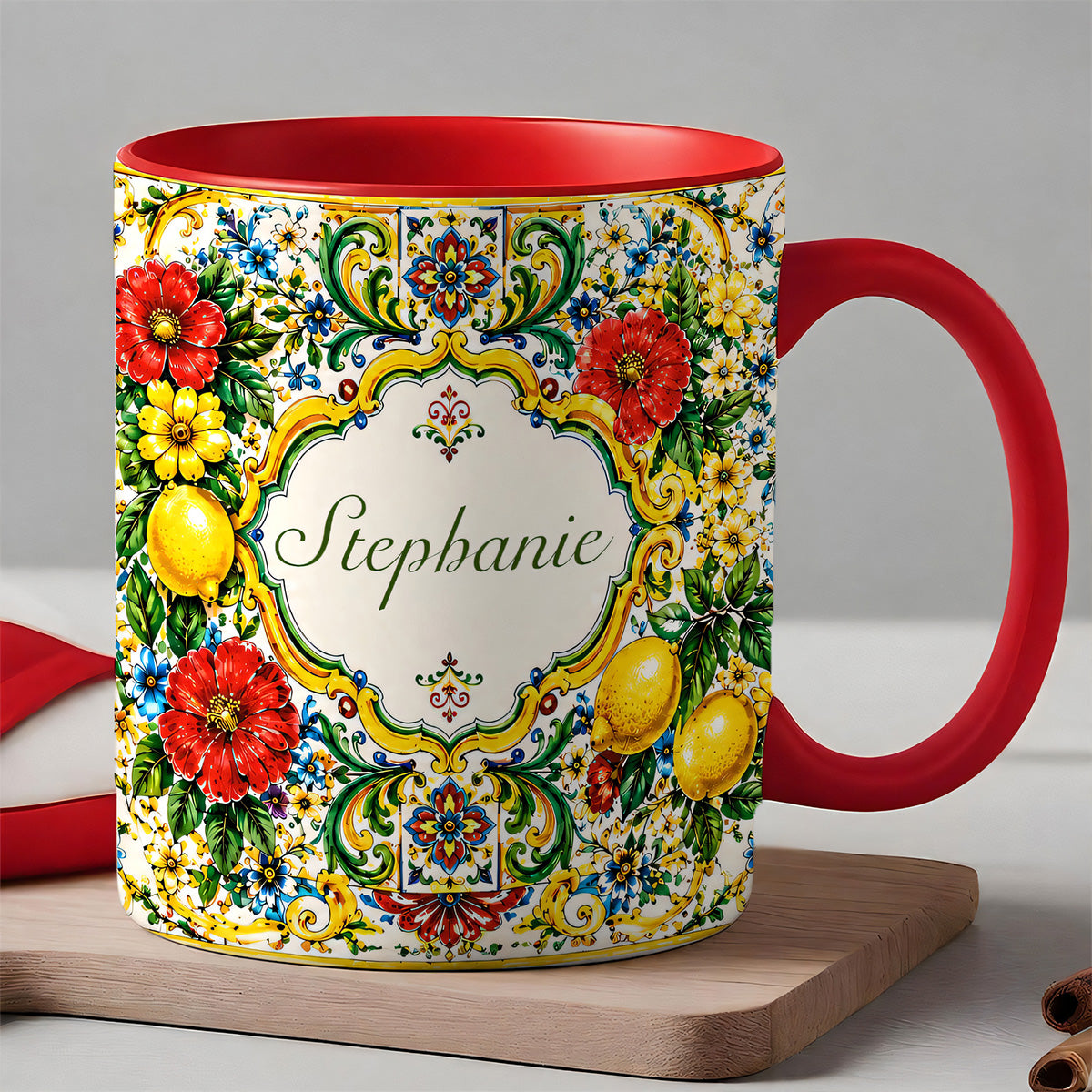 Mediterranean Style & Majolica Print La Dolce Vita - Personalized Accent Mug-Myprintsy