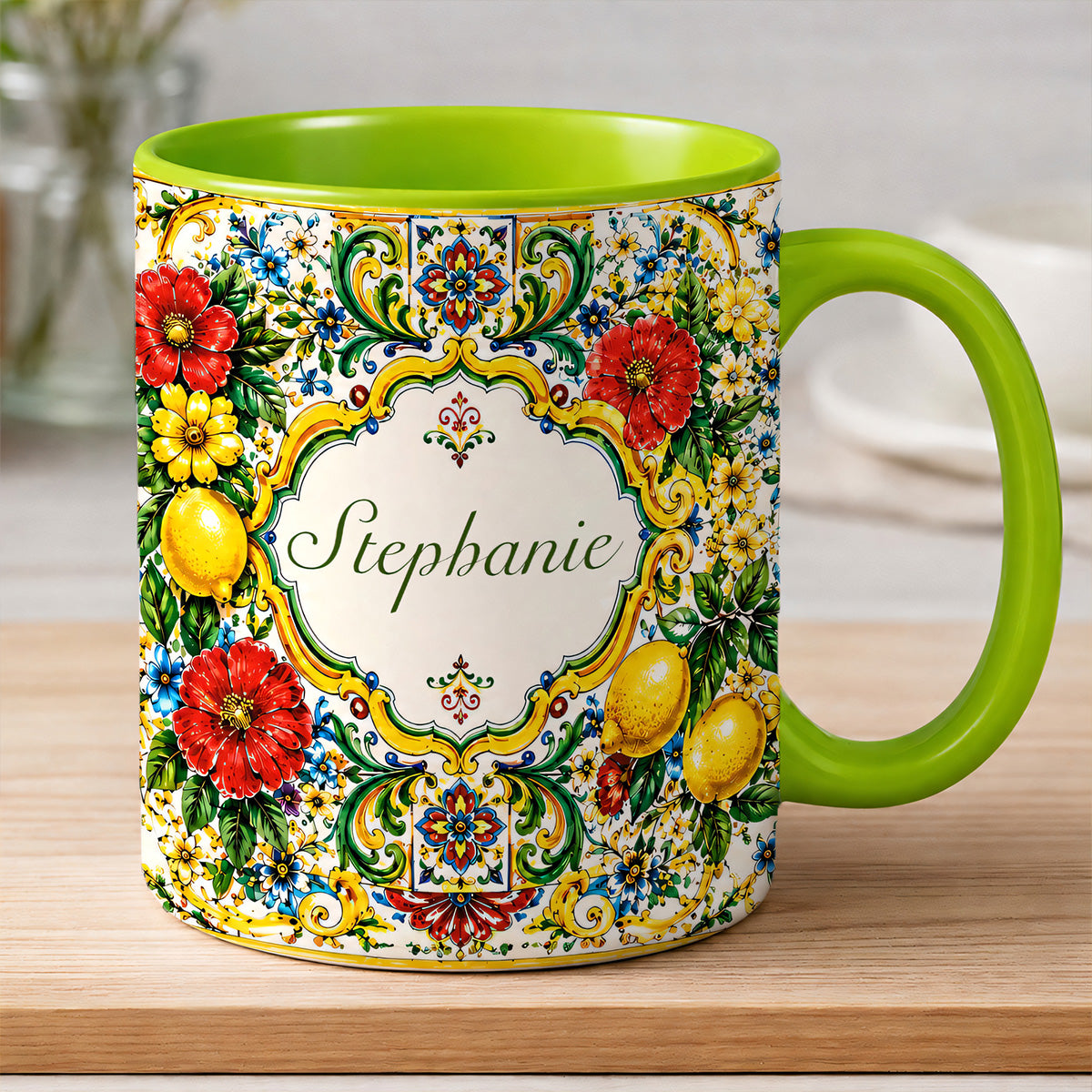Mediterranean Style & Majolica Print La Dolce Vita - Personalized Accent Mug-Myprintsy
