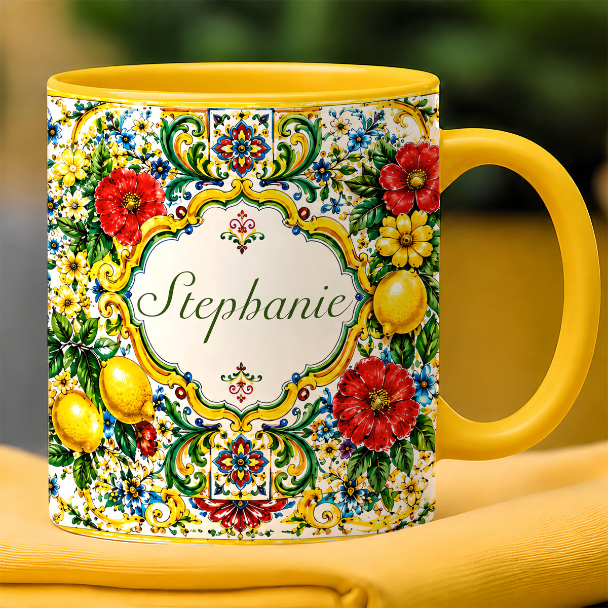Mediterranean Style & Majolica Print La Dolce Vita - Personalized Accent Mug-Myprintsy