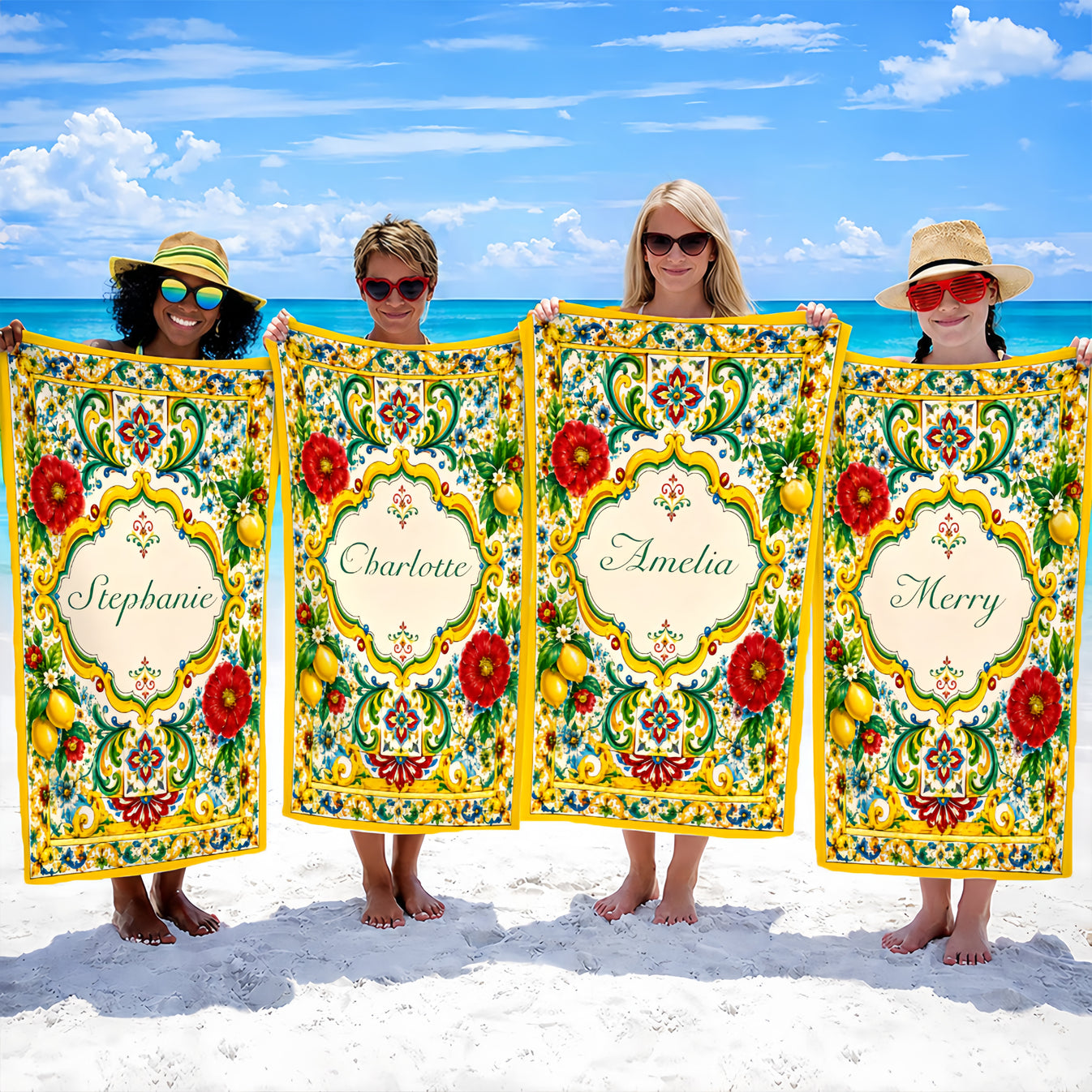 Mediterranean Style & Majolica Print La Dolce Vita - Personalized Beach Towel - Travelling Towel-Myprintsy