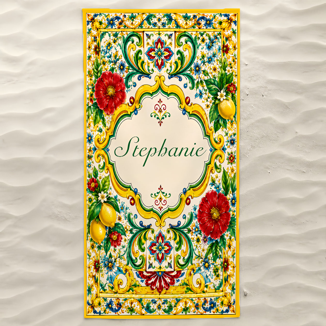 Mediterranean Style & Majolica Print La Dolce Vita - Personalized Beach Towel - Travelling Towel-Myprintsy