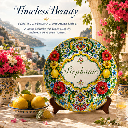 Mediterranean Style & Majolica Print La Dolce Vita - Personalized Ceramic Plate - Plates For Decoration-Myprintsy