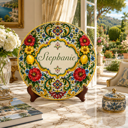 Mediterranean Style & Majolica Print La Dolce Vita - Personalized Ceramic Plate - Plates For Decoration-Myprintsy