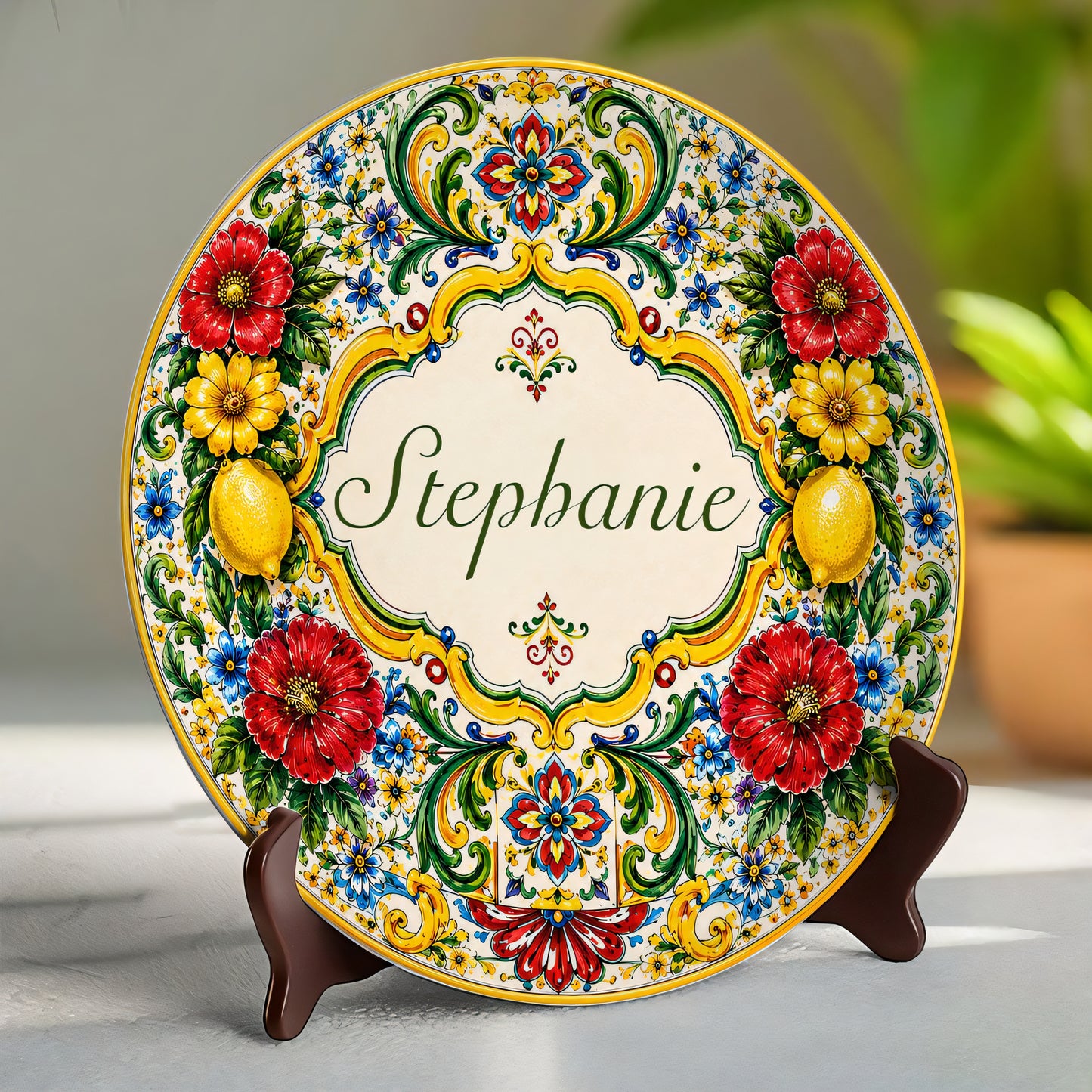 Mediterranean Style & Majolica Print La Dolce Vita - Personalized Ceramic Plate - Plates For Decoration-Myprintsy