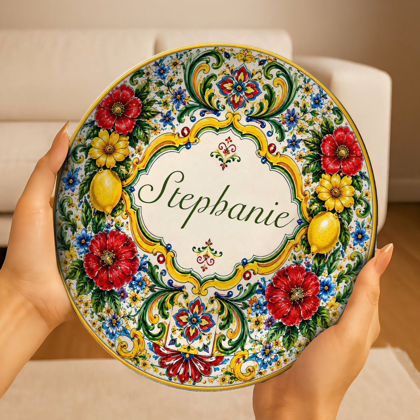 Mediterranean Style & Majolica Print La Dolce Vita - Personalized Ceramic Plate - Plates For Decoration-Myprintsy