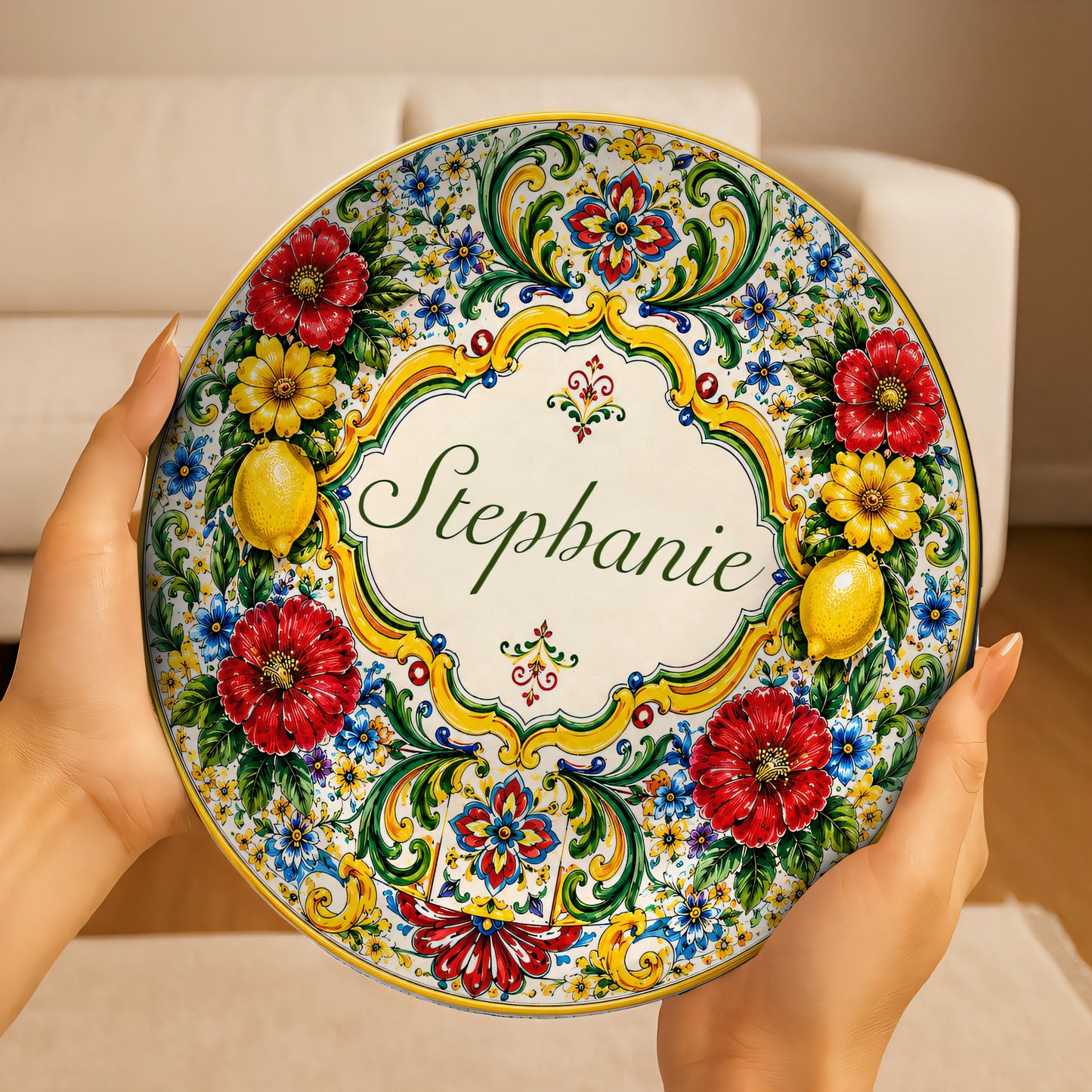 Mediterranean Style & Majolica Print La Dolce Vita - Personalized Ceramic Plate - Plates For Decoration-Myprintsy