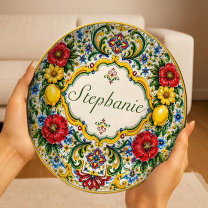 Mediterranean Style & Majolica Print La Dolce Vita - Personalized Ceramic Plate - Plates For Decoration-Myprintsy