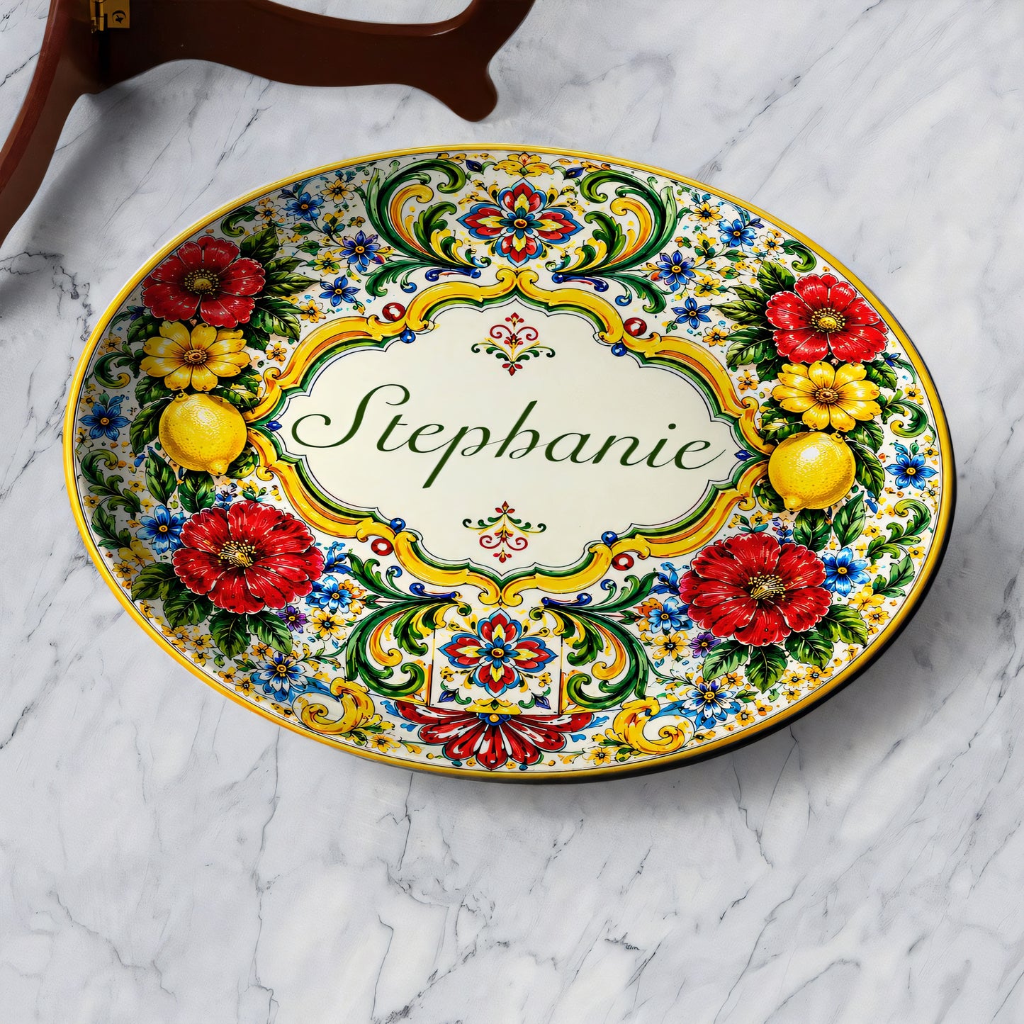 Mediterranean Style & Majolica Print La Dolce Vita - Personalized Ceramic Plate - Plates For Decoration-Myprintsy