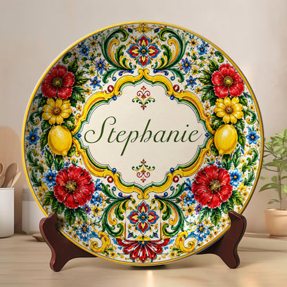 Mediterranean Style & Majolica Print La Dolce Vita - Personalized Ceramic Plate - Plates For Decoration-Myprintsy
