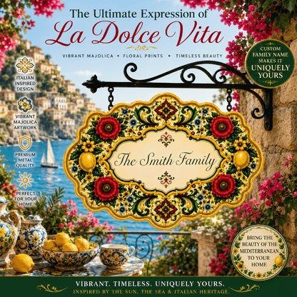 Mediterranean Style & Majolica Print La Dolce Vita - Personalized Custom Shaped Metal Sign-Myprintsy