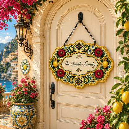 Mediterranean Style & Majolica Print La Dolce Vita - Personalized Custom Shaped Metal Sign-Myprintsy