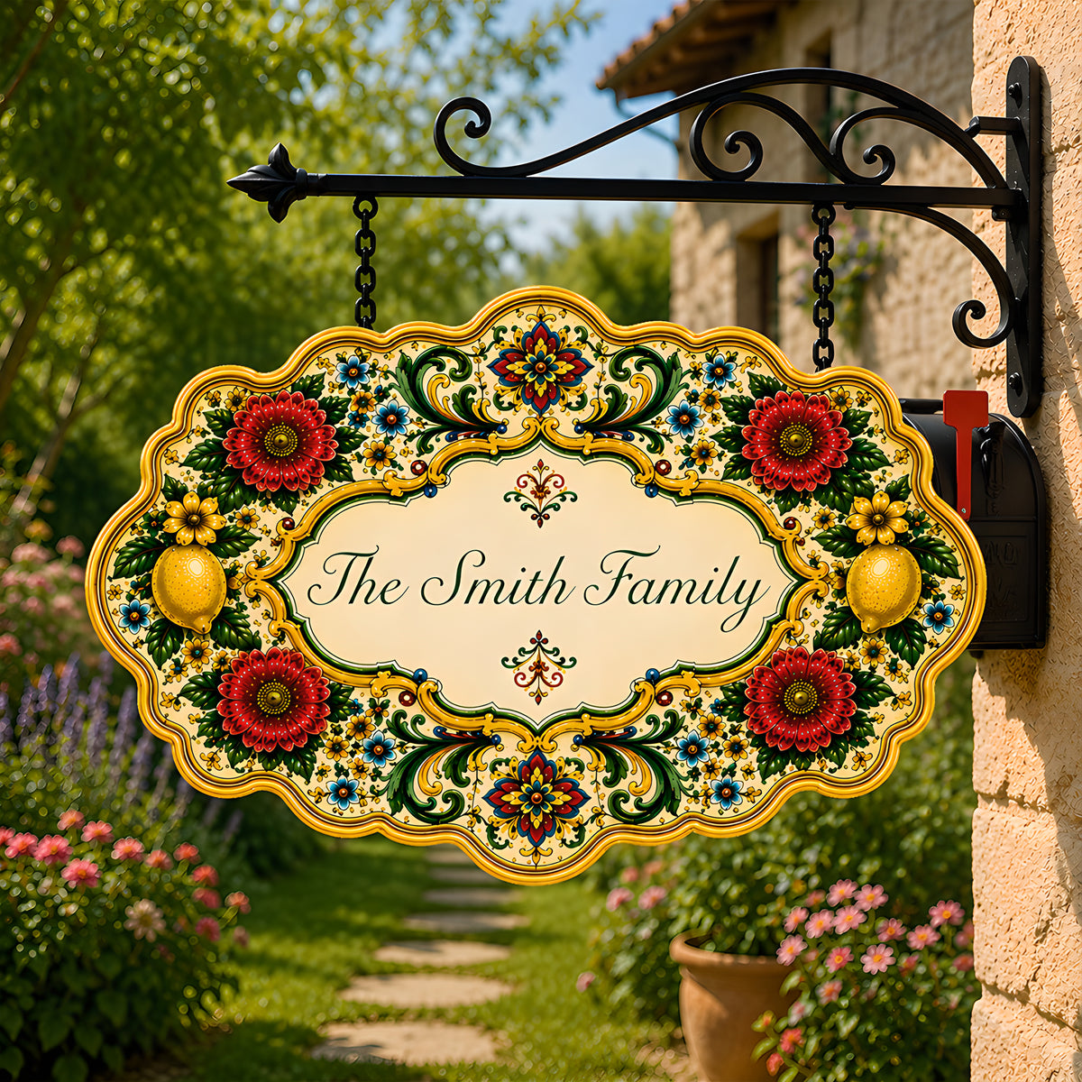 Mediterranean Style & Majolica Print La Dolce Vita - Personalized Custom Shaped Metal Sign-Myprintsy