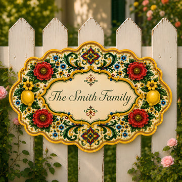 Mediterranean Style & Majolica Print La Dolce Vita - Personalized Custom Shaped Metal Sign-Myprintsy