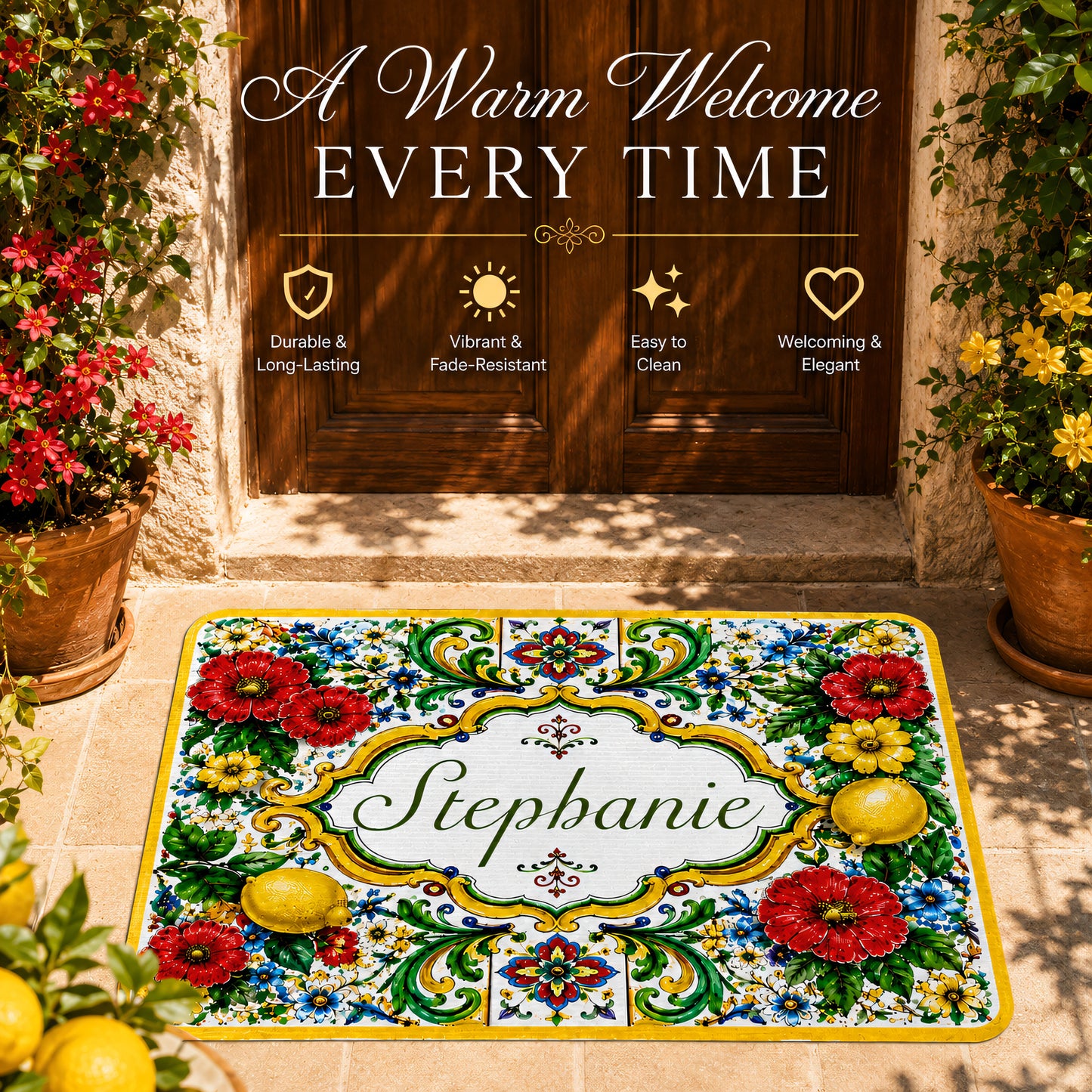 Mediterranean Style & Majolica Print La Dolce Vita - Personalized Doormat-Myprintsy