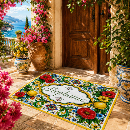 Mediterranean Style & Majolica Print La Dolce Vita - Personalized Doormat-Myprintsy