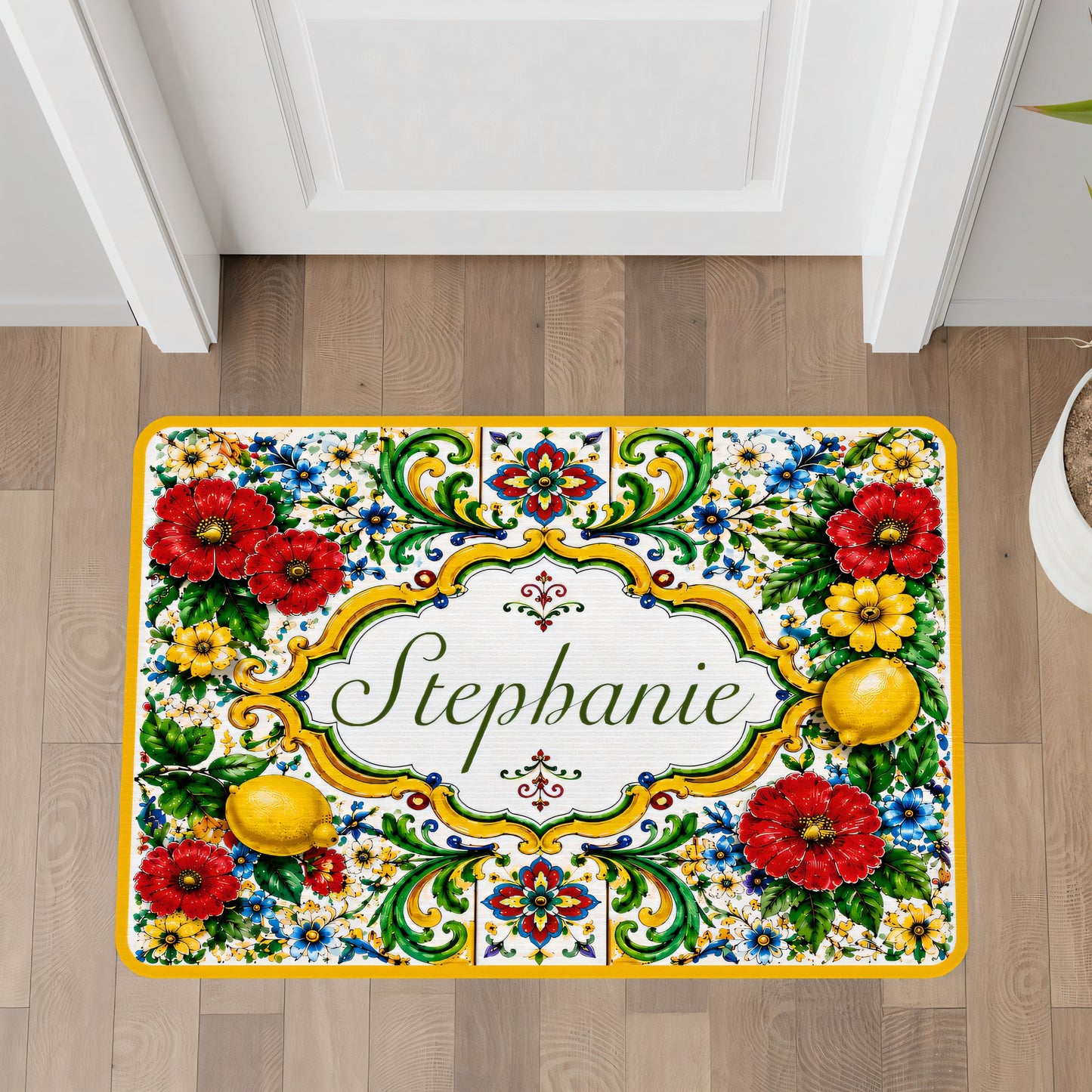 Mediterranean Style & Majolica Print La Dolce Vita - Personalized Doormat-Myprintsy
