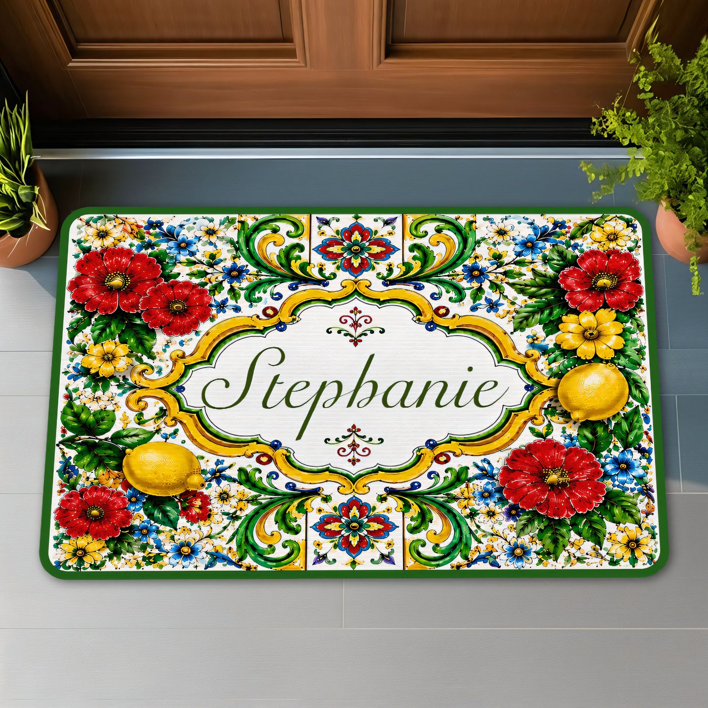 Mediterranean Style & Majolica Print La Dolce Vita - Personalized Doormat-Myprintsy