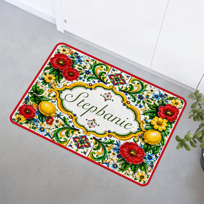 Mediterranean Style & Majolica Print La Dolce Vita - Personalized Doormat-Myprintsy