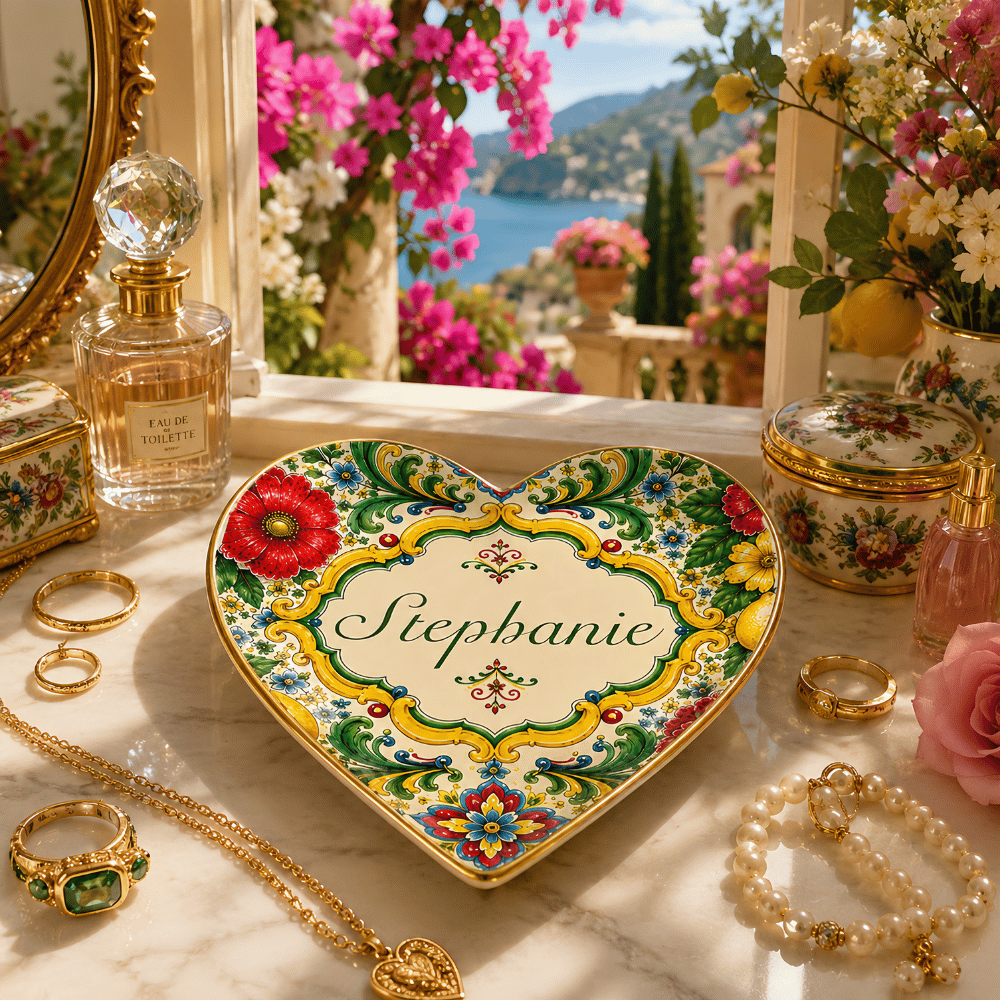 Mediterranean Style & Majolica Print La Dolce Vita - Personalized Jewelry Dish-Myprintsy