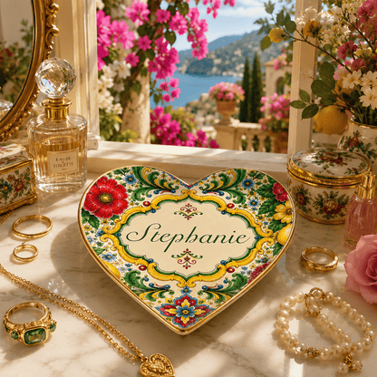 Mediterranean Style & Majolica Print La Dolce Vita - Personalized Jewelry Dish-Myprintsy