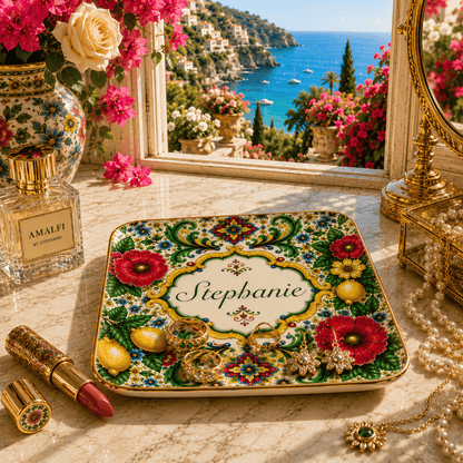 Mediterranean Style & Majolica Print La Dolce Vita - Personalized Jewelry Dish-Myprintsy